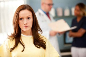 female patient in doctor's office